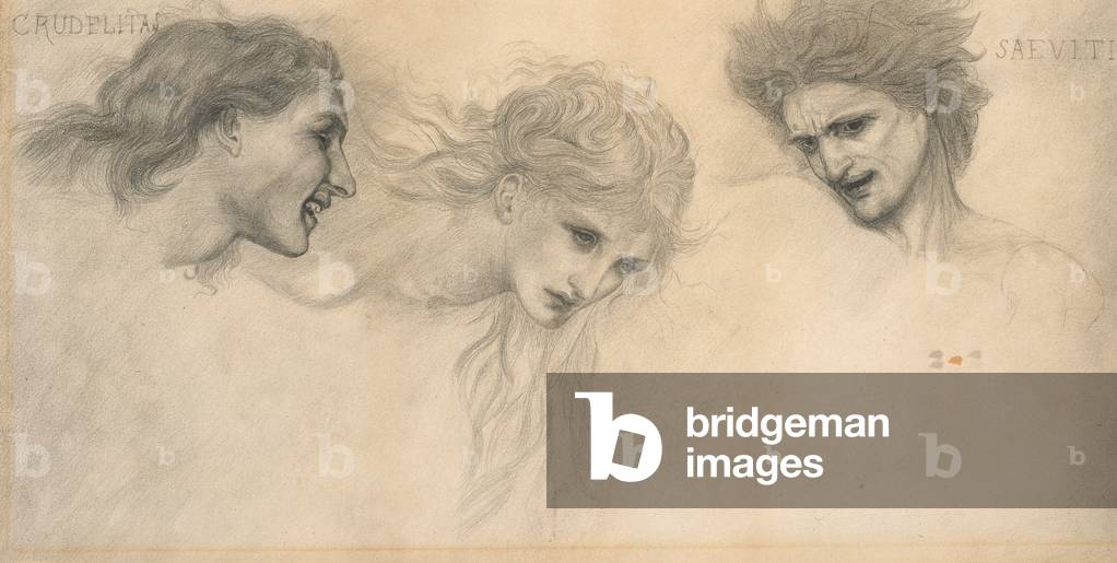 "Crudelitas e Saevitia (Platinotype)", 19th Secolo di Edward Coley Burne-Jones, b/w