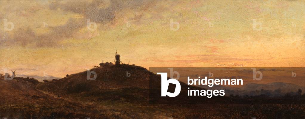 Windmill at Sunset (oil on board)