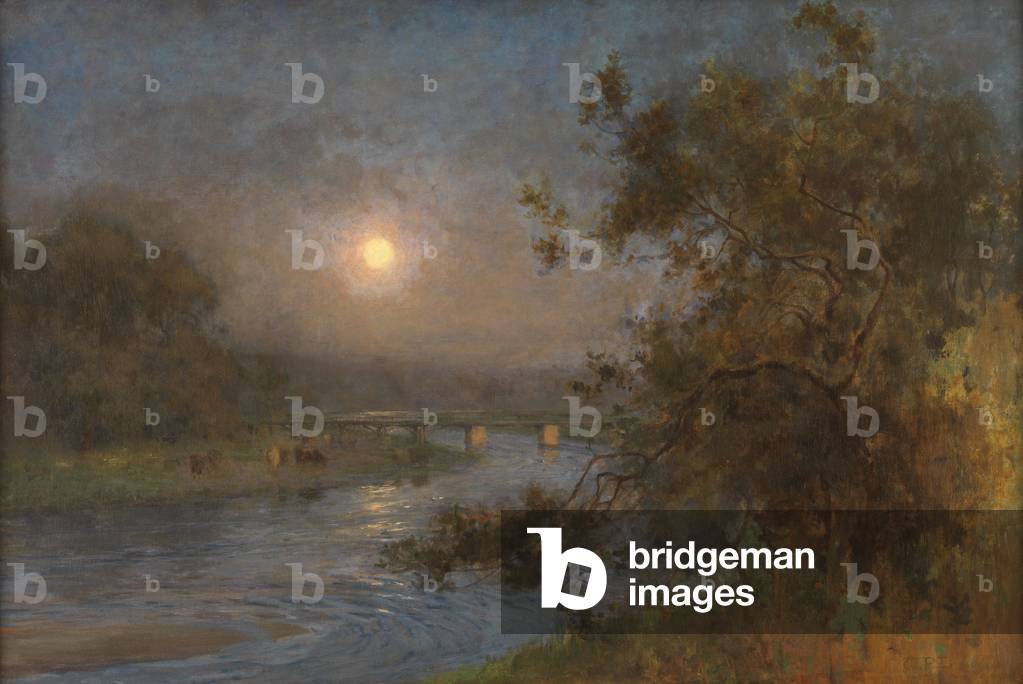 As Twilight Fades beneath the Moon away (oil on canvas)