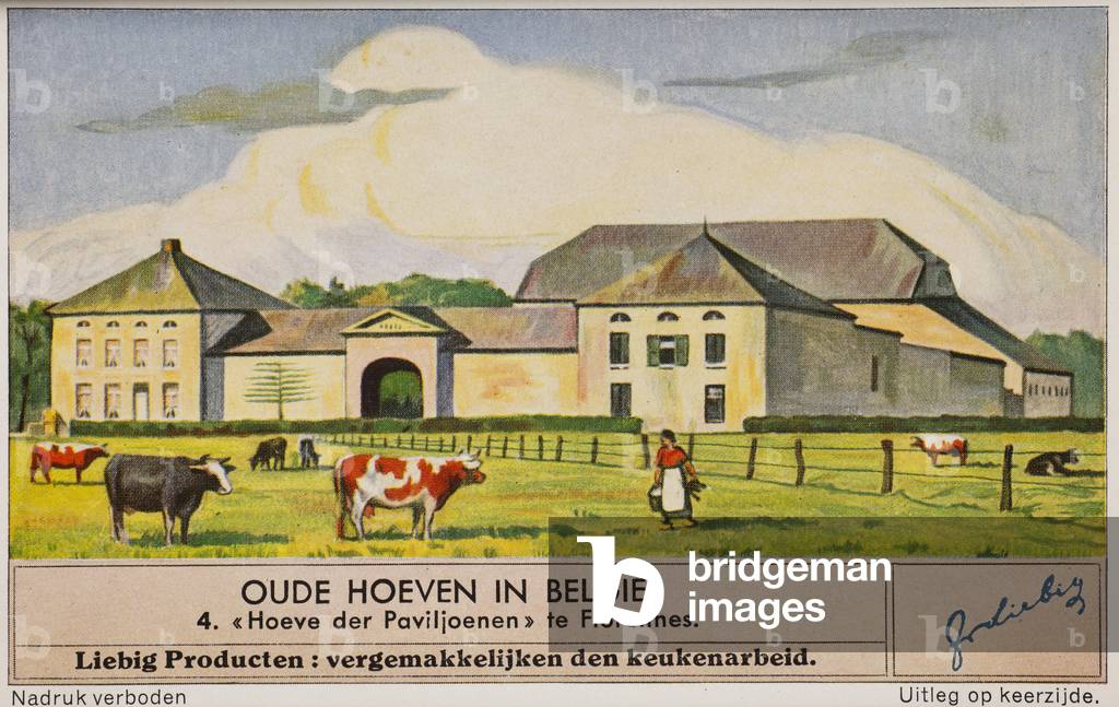 old farms in Belgium, no 4, a farm Ferme des Pavillons at Florennes. 1940.
