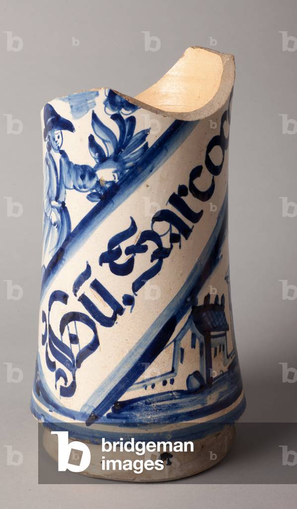 Pharmacy can. Glazed earthenware. First half 18th century. Museum inventory no: 2037.