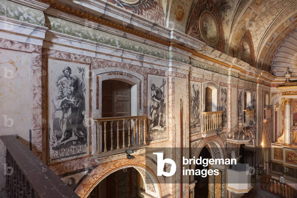 Madrona, parish of Saint Peter (parròquia de Sant Pere). The church (Església Sant Pere). Interior. The nave. North wall. Wall paintings. Baroque.