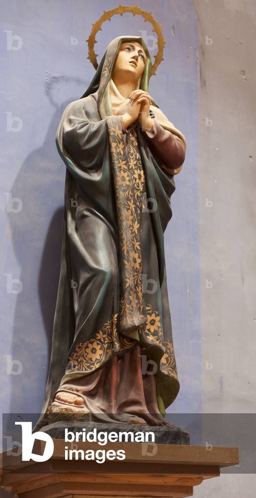 Parish church Conques, l'església de Sant Miquel de Conques. Interior. Statue of a Madonna. Polychromed. 20th century?.