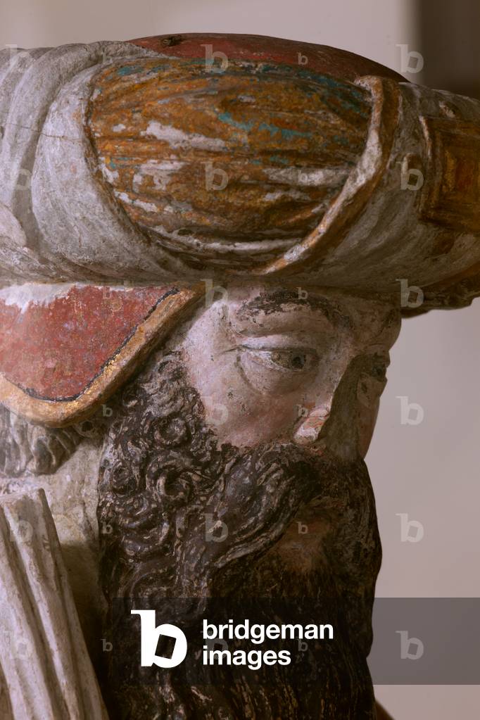 Church (Eglise Martin). Interior. A calvary. Detail. A polychrome statue. 16th century.