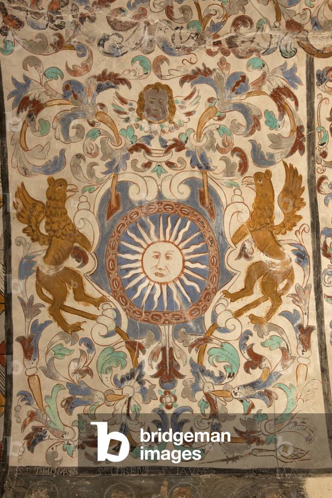 Parish church (Església de la Mare de Déu de Solers). Interior. The naves. Mural paintings. Detail. 16th century (?).