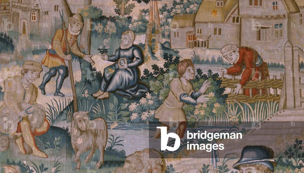Flemish tapestry. Hand clapping. Atelier of Oudenaarde. 17th century.
