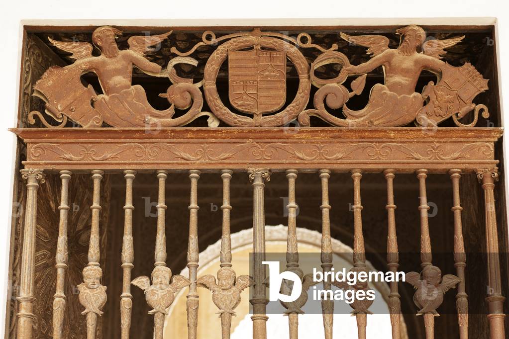 Palace (Casa de Pilatos. Interior. A fence/door. Ironwork. Detail with an escutcheon. Renaissance.