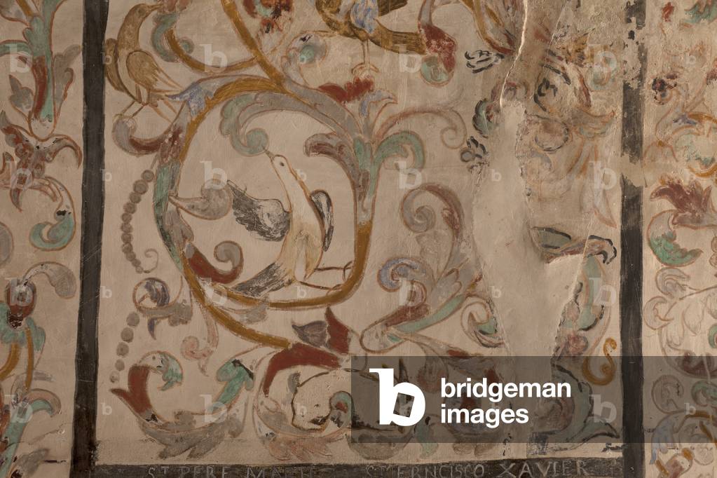 Parish church (Església de la Mare de Déu de Solers). Interior. The naves. Mural paintings. Detail. 16th century (?).