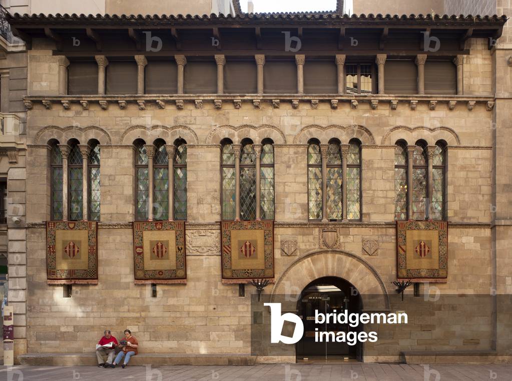 Town hall La Paeria. Façade. Exterior. Romanesque-Gothic.