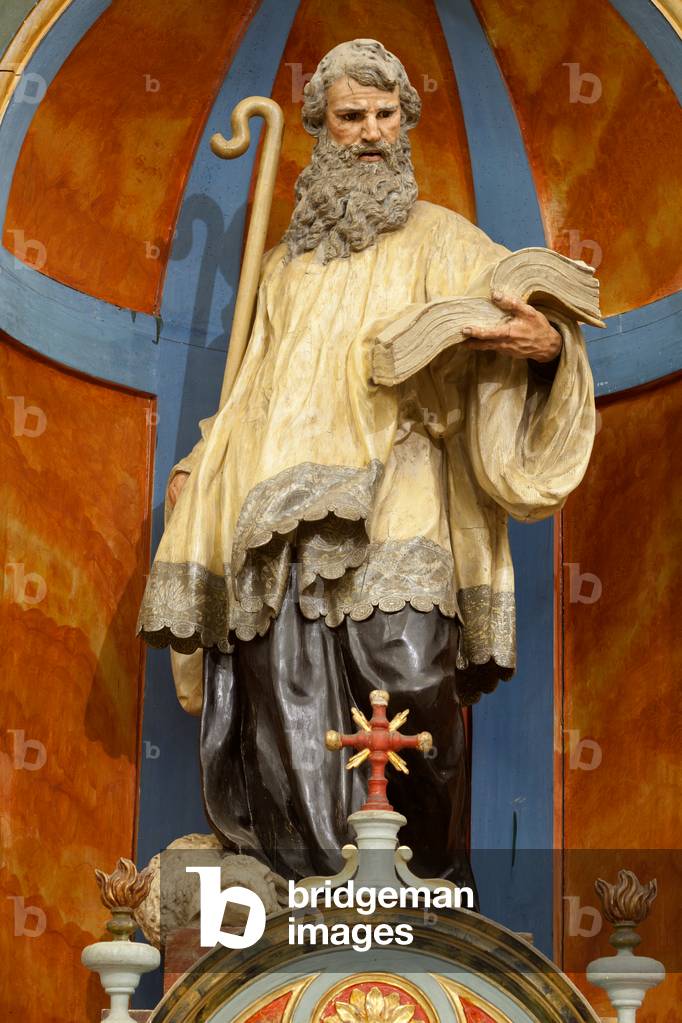 Collegiate church (Colegiata de San Millán de la Cogolla). Interior. A statue. Saint John the Baptist. Polychrome wood.