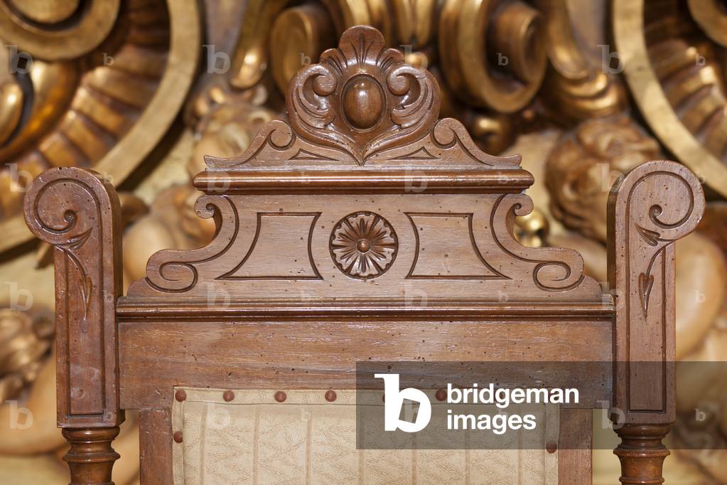Convent (Sant Ramon de Portell). The church. Interior. The high altar. Detail of a seat.