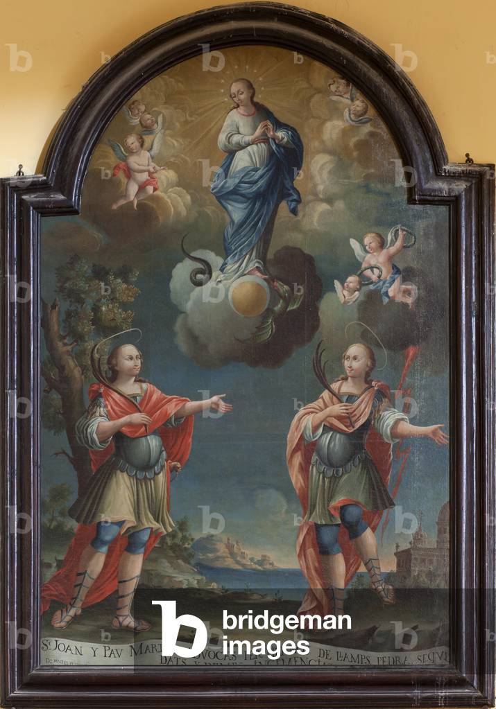 Parish church Església de Santa Maria. Interior. Painting. The saints John and Paul. Oil on canvas. 18th century.