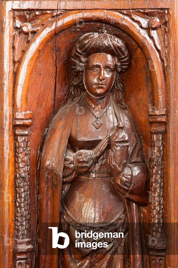 Museum collections. Beam support. Sculptured wood.