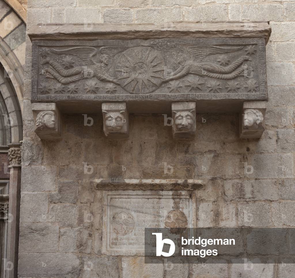 The church (Sant Feliu). Exterior. A sarcophagus.