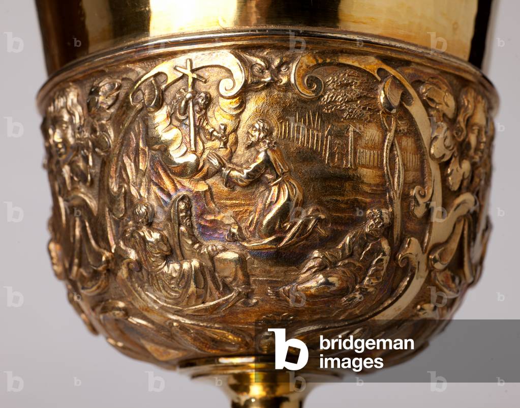 Metalsmithing. Chalice. Gift of canon A. Le Vaillant de la Bassarderie, dean of the cathedral chapter 1726 to 1758. 18th century. Detail.
