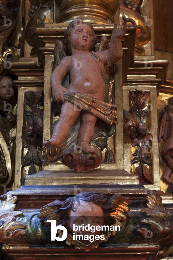 Church Saint Lawrence (Església Sant Llorenç). Interior. The high altar. Detail. Baroque.