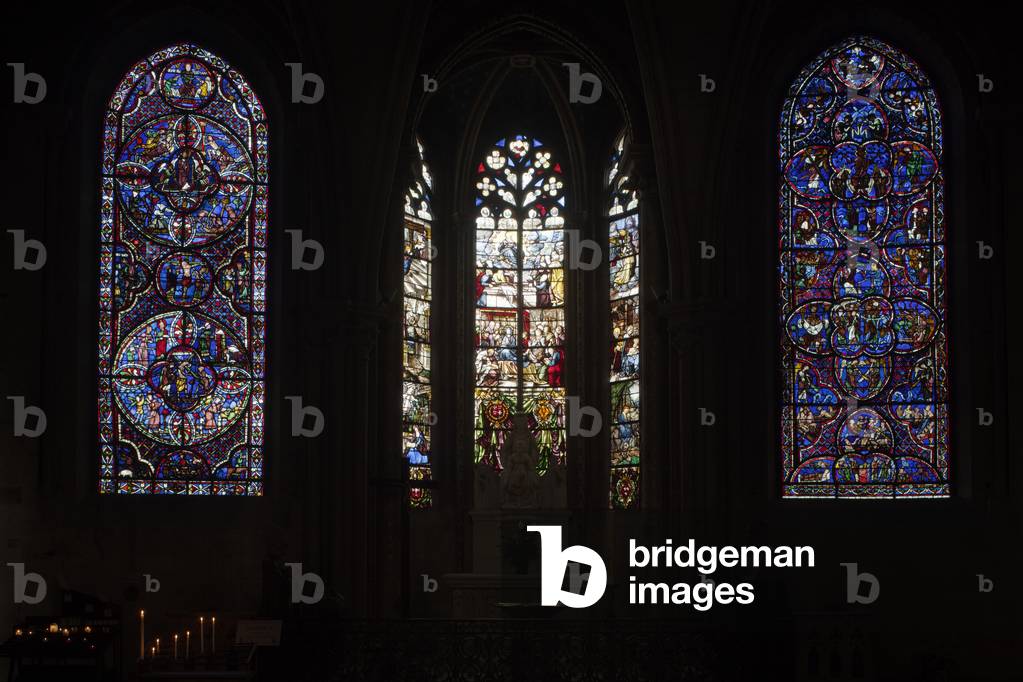 Cathedral (Cathédrale Saint-Étienne). Interior. The ambulatory. North. The stained glass windows. 13th century.
