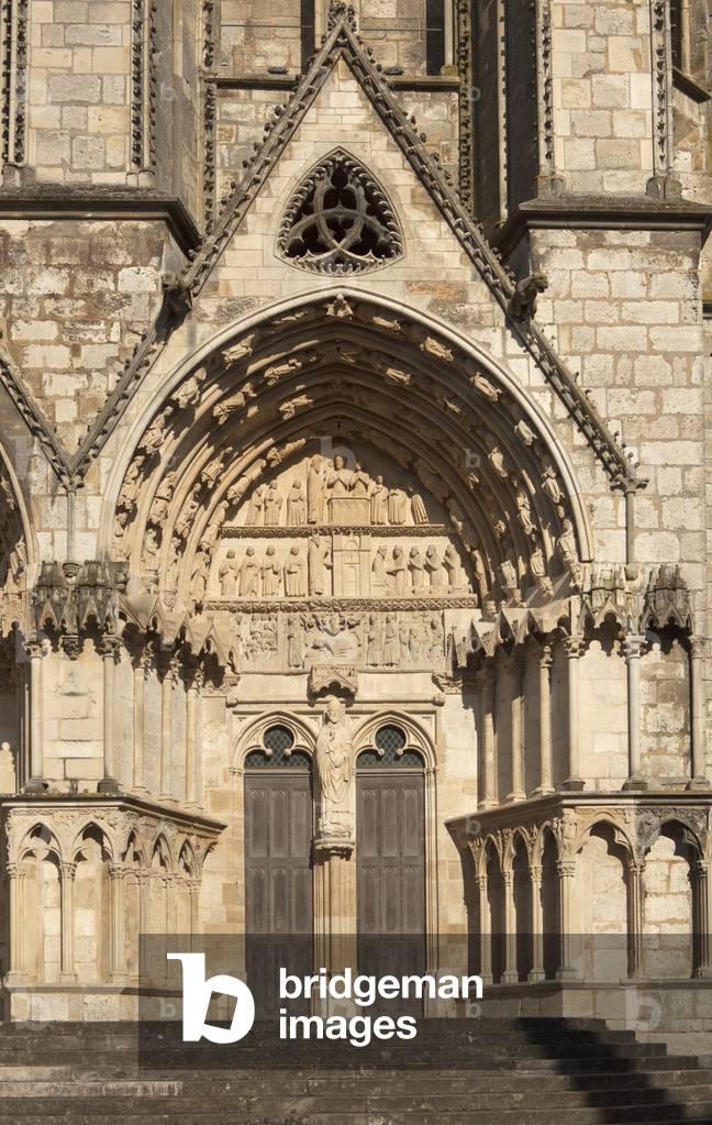 Cathedral (Cathédrale Saint-Étienne). Exterior. West façade. Right porch no2 (La Vie de saint Ursin). Gothic. 13th century.