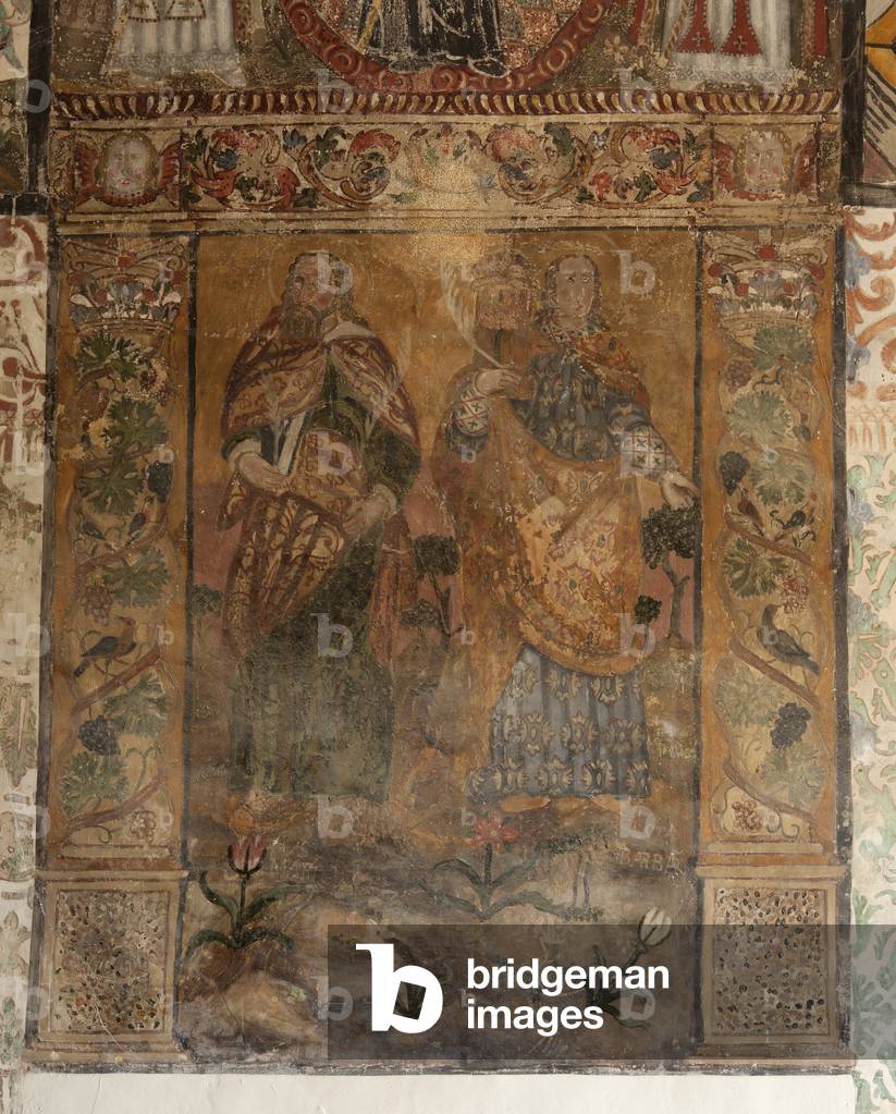 Parish church (Església de la Mare de Déu de Solers). Interior. The naves. Mural paintings. Detail. 16th century (?).