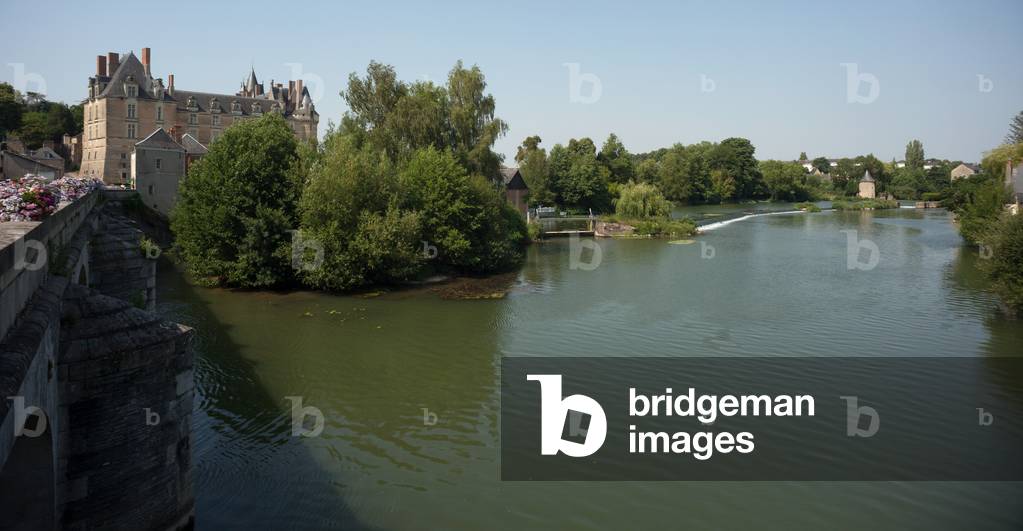 Cityscape with the river Loir.