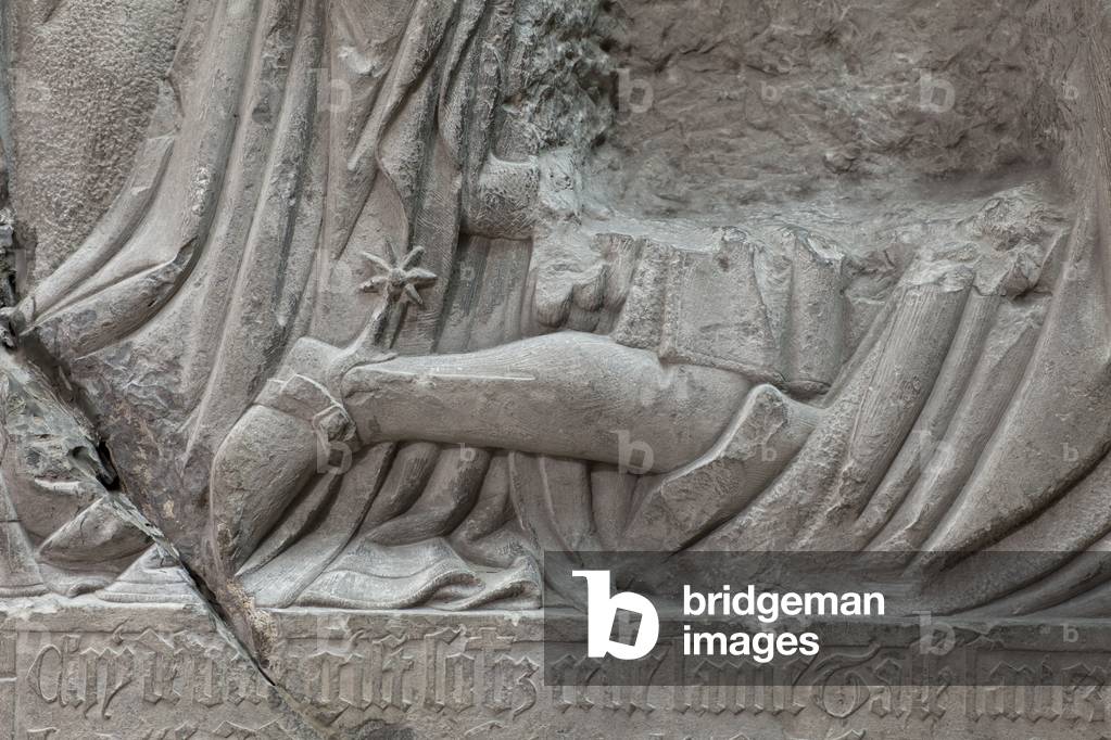 Detail from the votive monument of Eustache Savary, Cathédrale Notre-Dame, Tournai, Hainaut, Belgium, c.1425 (stone)