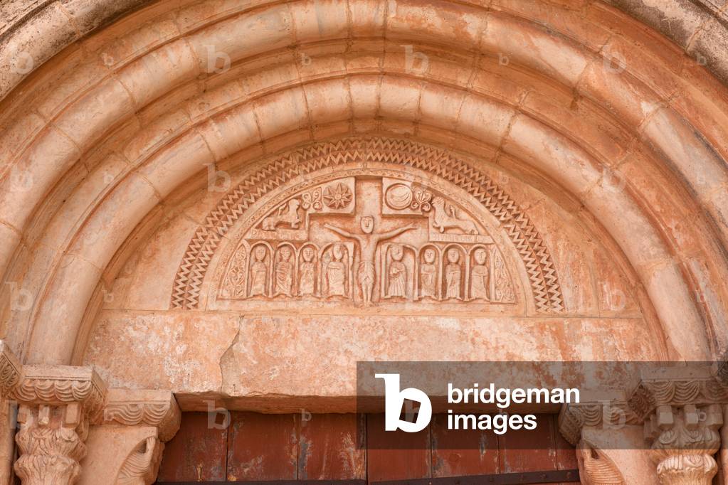 Parish church (Església de Santa Maria). Exterior. North portal. Detail. The tympanum. Romanesque. 12th century.