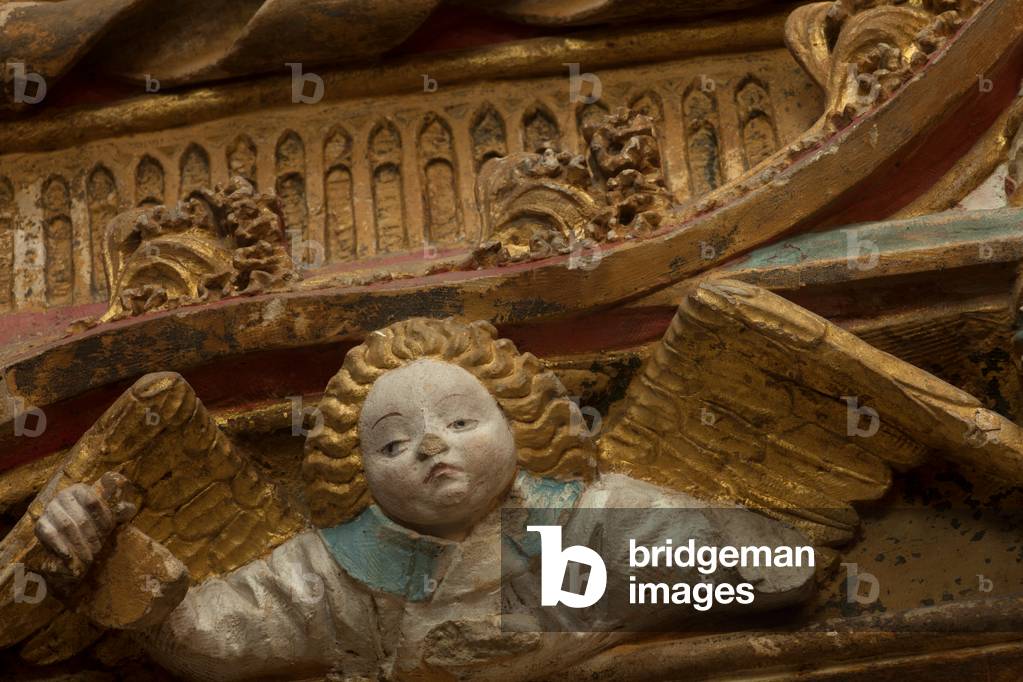 The choir. Portal. Polychrome. Detail. An angel.