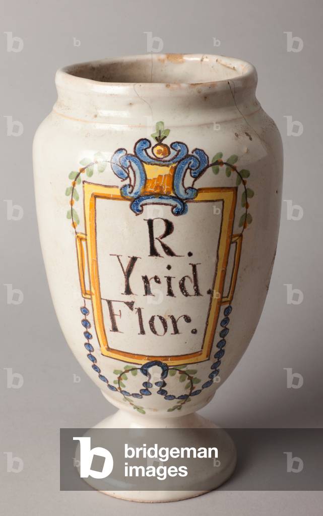 Pharmacy can. Polychrome earthenware. Barcelona. Last part of 18th - begin 19th century. Museum inventory no: 1298.3.