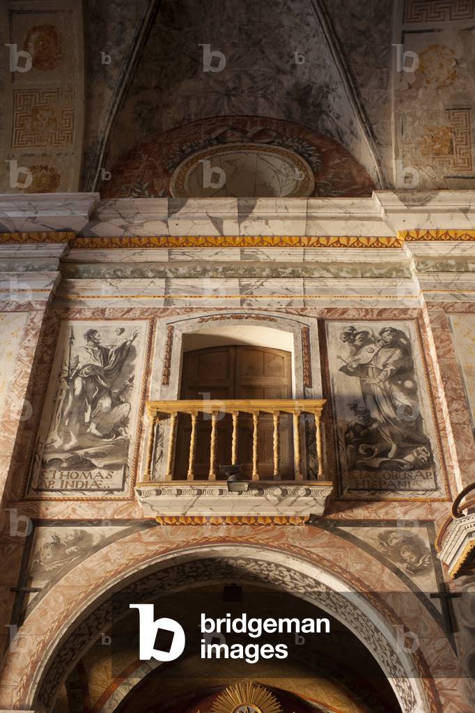 Madrona, parish of Saint Peter (parròquia de Sant Pere). The church (Església Sant Pere). Interior. The nave. North wall. Wall paintings. Baroque.