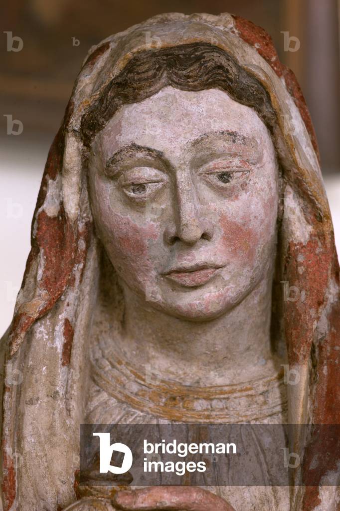 Church (Eglise Martin). Interior. A calvary. Detail. A polychrome statue. 16th century.