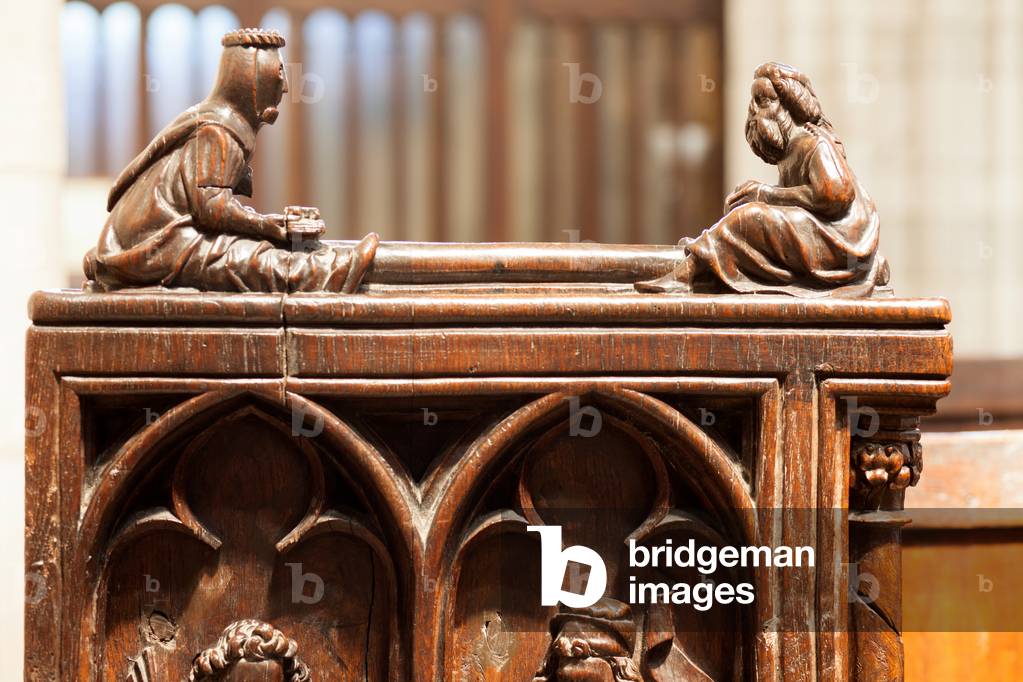 Interior. The choir. The seatings, Cathédrale Notre-Dame, Eure, Normandie, France