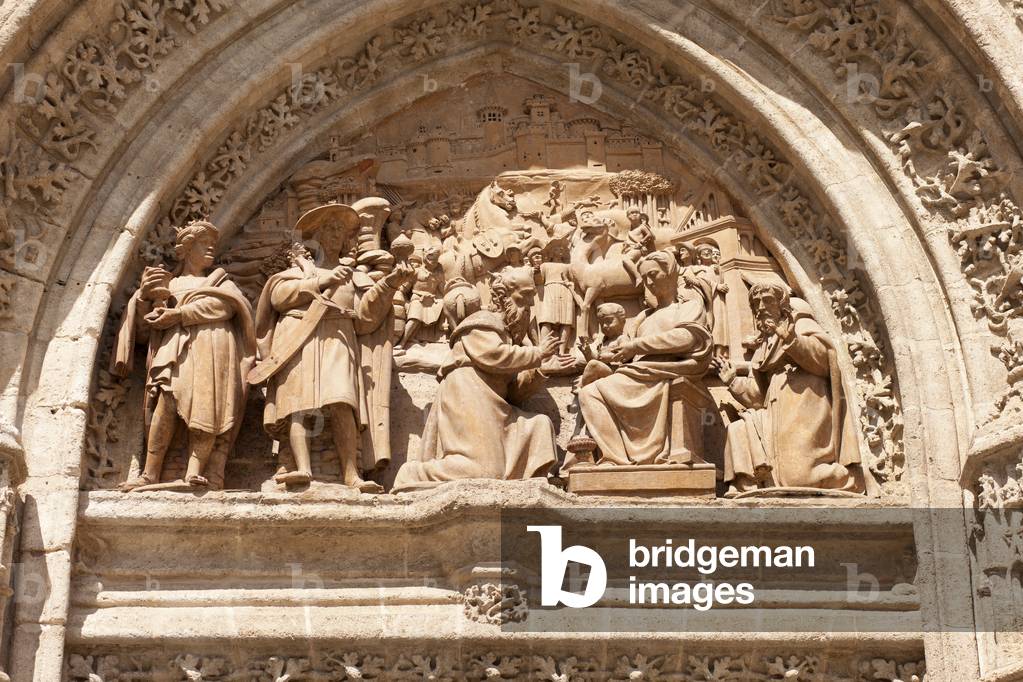 The cathedral. Exterior. East. Portal (Puerta de los Palos). Detail. The tympanum. Before 1520.