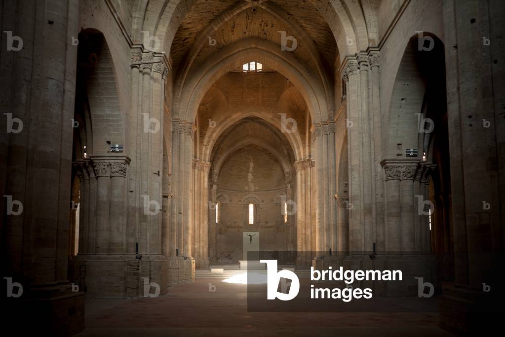 The old cathedral (La Seu Vella). Interior. The nave. Romanesque.