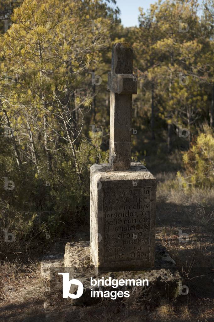 A memorial cross, named corss of the bandits ( Creu dels Lladresà). Mid 19th century.