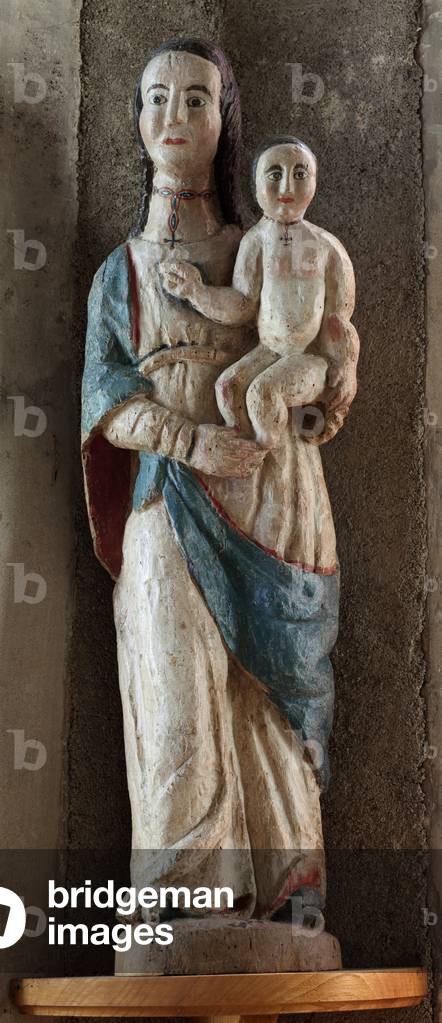 Church (Église Saint-Sauveur). Interior. A statue. Madonna with Child. Polychrome wood.