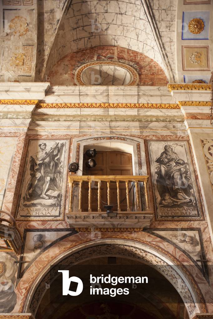 Madrona, parish of Saint Peter (parròquia de Sant Pere). The church (Església Sant Pere). Interior. The nave. North wall. Wall paintings. Baroque.