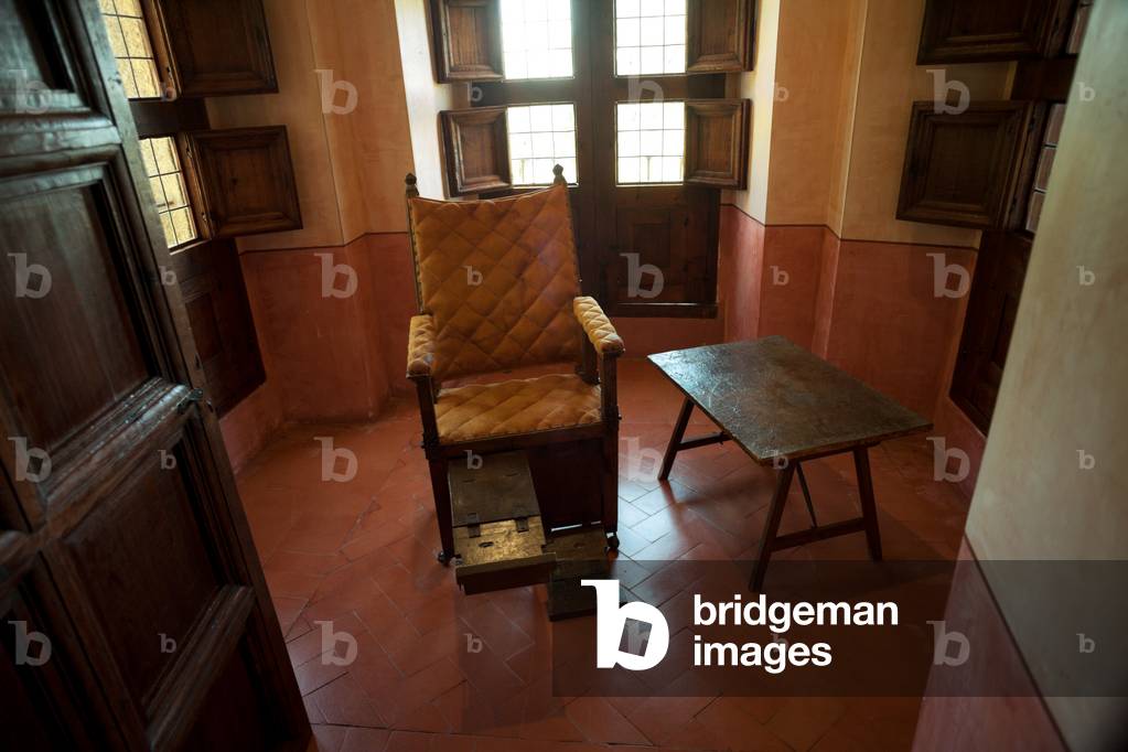 Monastery of Yuste. Interior. Charles Vth's room and his seat.