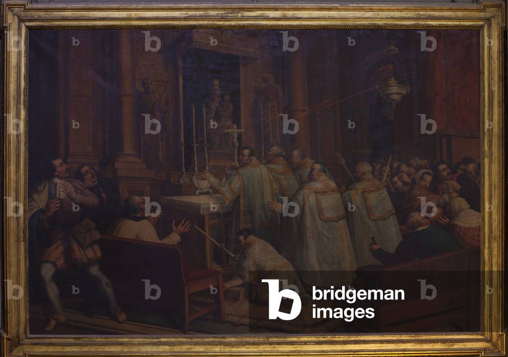 Cathedral. Interior. The chapel (Capella de la Mare de Déu del Claustre). A  painting. Oil on canvas.