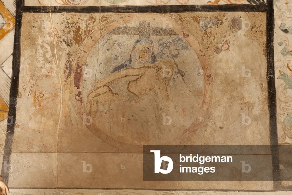 Parish church (Església de la Mare de Déu de Solers). Interior. The naves. Mural paintings. Detail. 16th century (?).