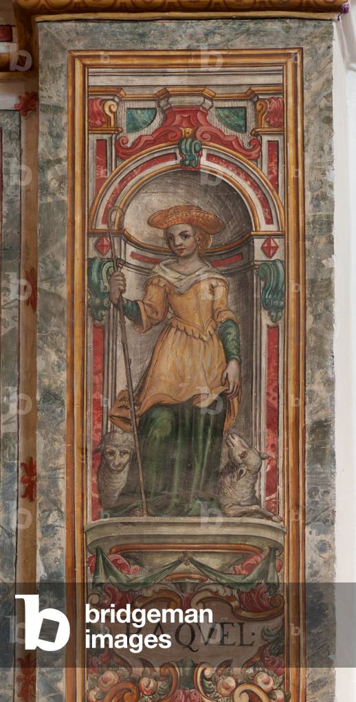 Parish church (Iglesia de San Agustín). Interior. Wall paintings. The crossing, choir, south. Detail. RAQVEL. Baroque. 17th century.