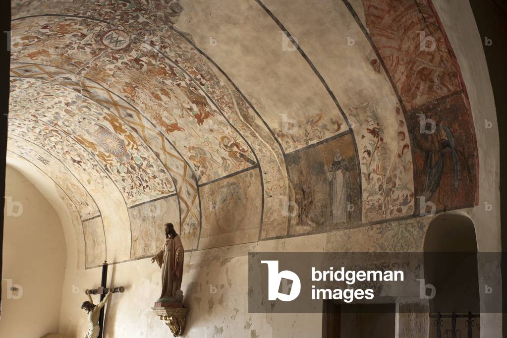 Parish church (Església de la Mare de Déu de Solers). Interior. The naves. Mural paintings. Detail. 16th century (?).