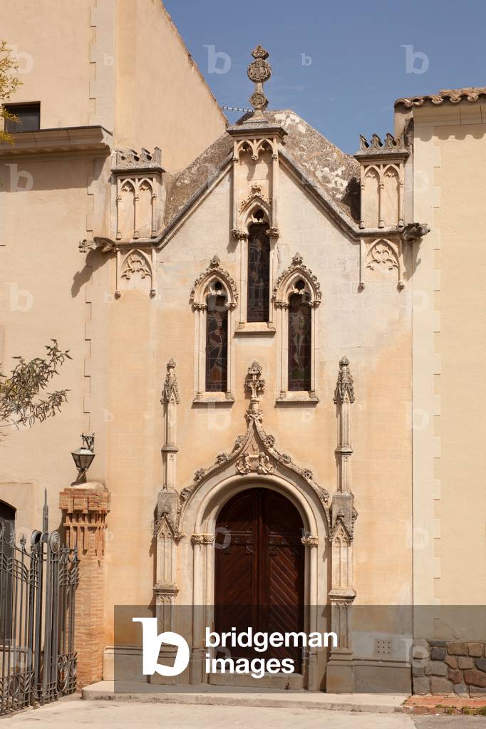 Monastery (Monestir de Poblet). The entrance. A chapel façade. Neo-gothic.