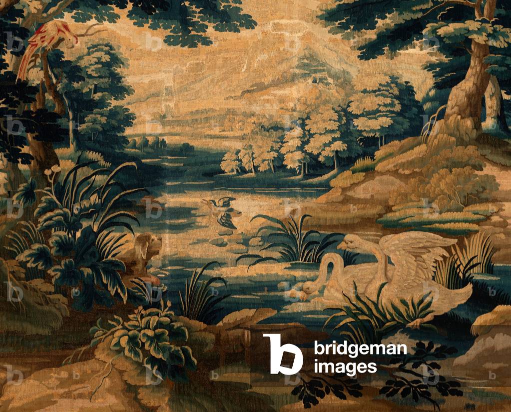 Town hall. MOU Museum Oudenaarde. Tapestry. Oudenaarde. Verdure (Kamer Verdure). 340x451cm. Inv 00020. Detail.