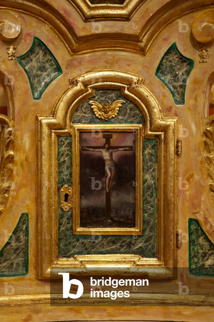 Church (Iglesia de San Ildefonso). Interior. An altar The baptism of Christ (Bautismo de Cristo. Detail.