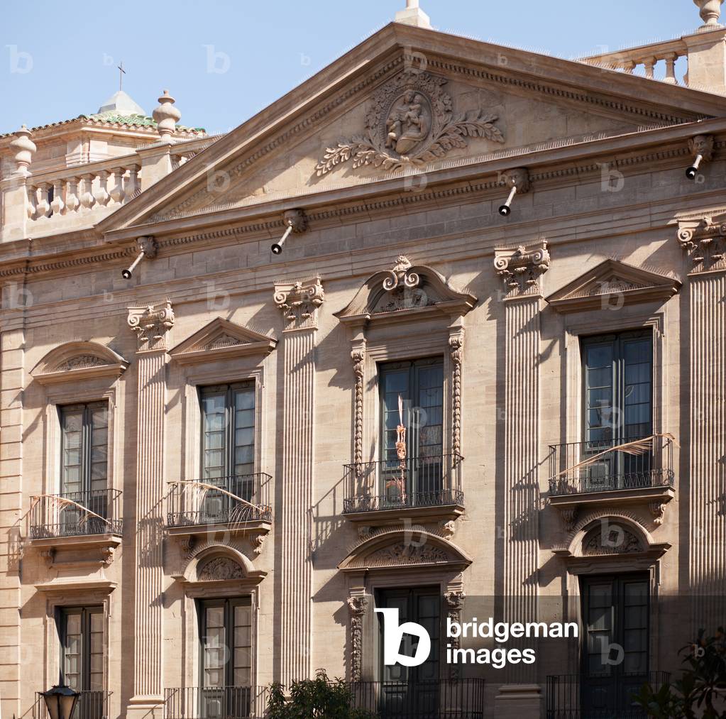 Square (Plaça del Palau Episcopal). The bishop's palace. Façade. Classicism.