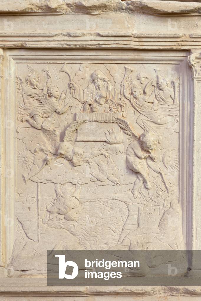 Funeral monument of bishop Jean de Lanzac. 16th century. White stone. Bas-reliefs.