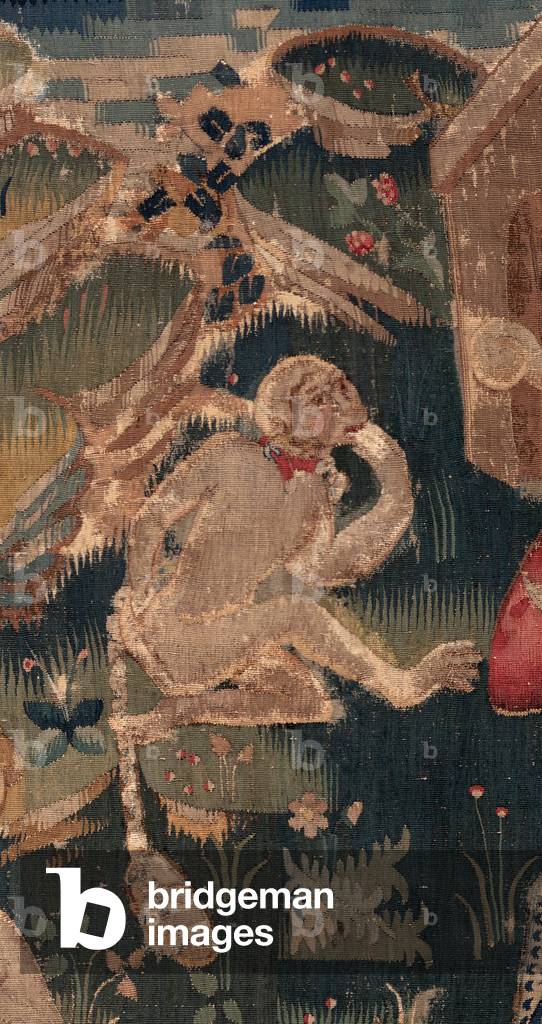 History of Saint Piat and Saint Eleuthère, Scene 12: The resurrection of the tribune's daughter (Comment Jehsucrist reclama le bon saint et ressuscita par chy la fille de tribun present son père et le commun). Detail.