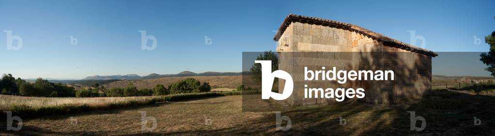 Hermitage (Ermita de Santa María). Visigoth. 7th century and later. Exterior. North. The site. Panoramic view.