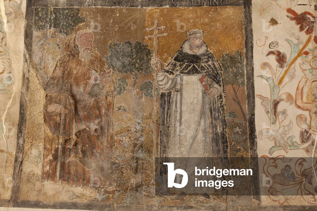 Parish church (Església de la Mare de Déu de Solers). Interior. The naves. Mural paintings. Detail. 16th century (?).