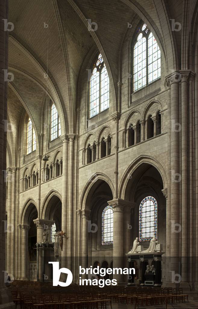 Cathedral (Cathédrale Saint-Etienne). Interior. The nave. North wall. Gothic. 12th century.